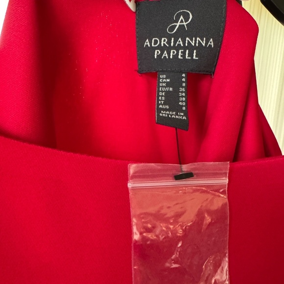 NWT ADRIANNA PAPELL Woman’s Beaded-Cuff V-Back Red Dress Size 4. Hot Ruby - Picture 8 of 8